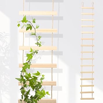 Wooden Chain Trellis for Climbing Plants, 2 Pack 597.9 Inches Plant Ladder, Indoor & Outdoor Houseplant Trellis Vine Support for Pothos, Ivy, Monstera