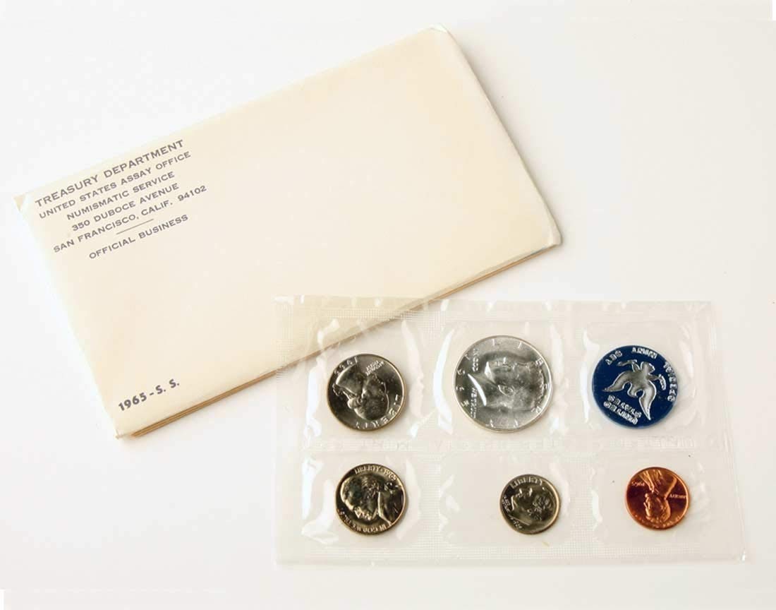 1965 P U.S. Mint - 5 Coin Uncirculated Set with Original Government Packaging Uncirculated