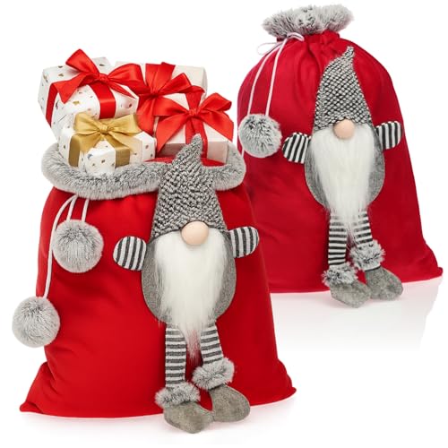 Weihnachtsmann Sack 27 COM-FOUR® 2x Premium Weihnachtssack - roter Geschenkesack zum...