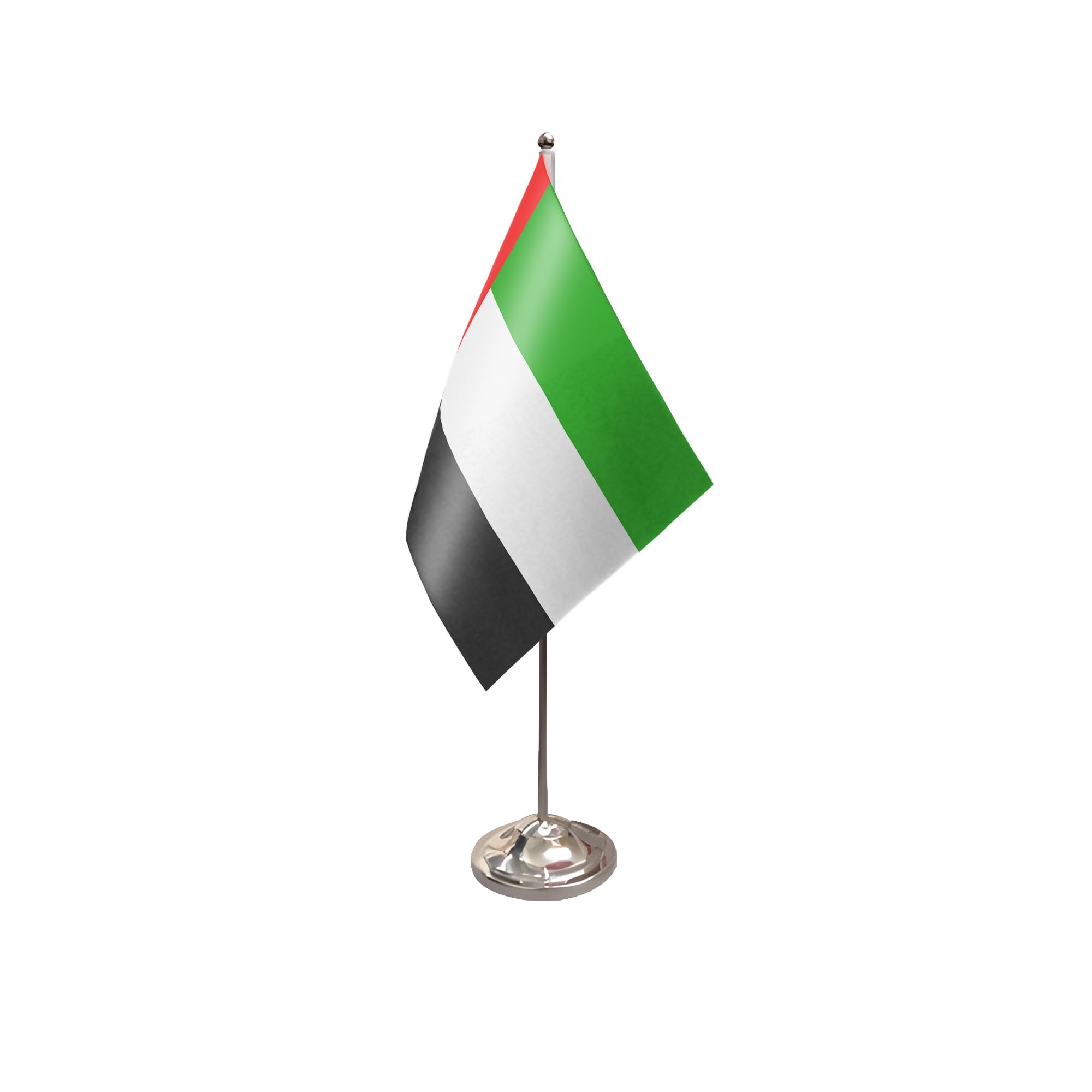 Flagtex United Arab Emirates Satin Table Flag With Chrome Pole & Base