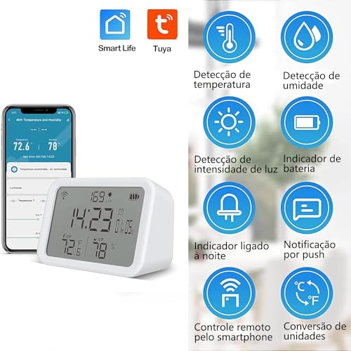 Termômetro WiFi Higrômetro, temperatura interna e sensor de umidade, monitor doméstico inteligente d