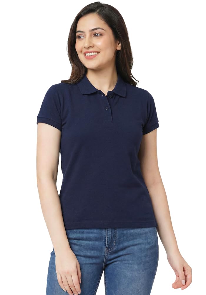 Womens Polo Collar Neck T-Shirt Top (Design: Solid)-image-19