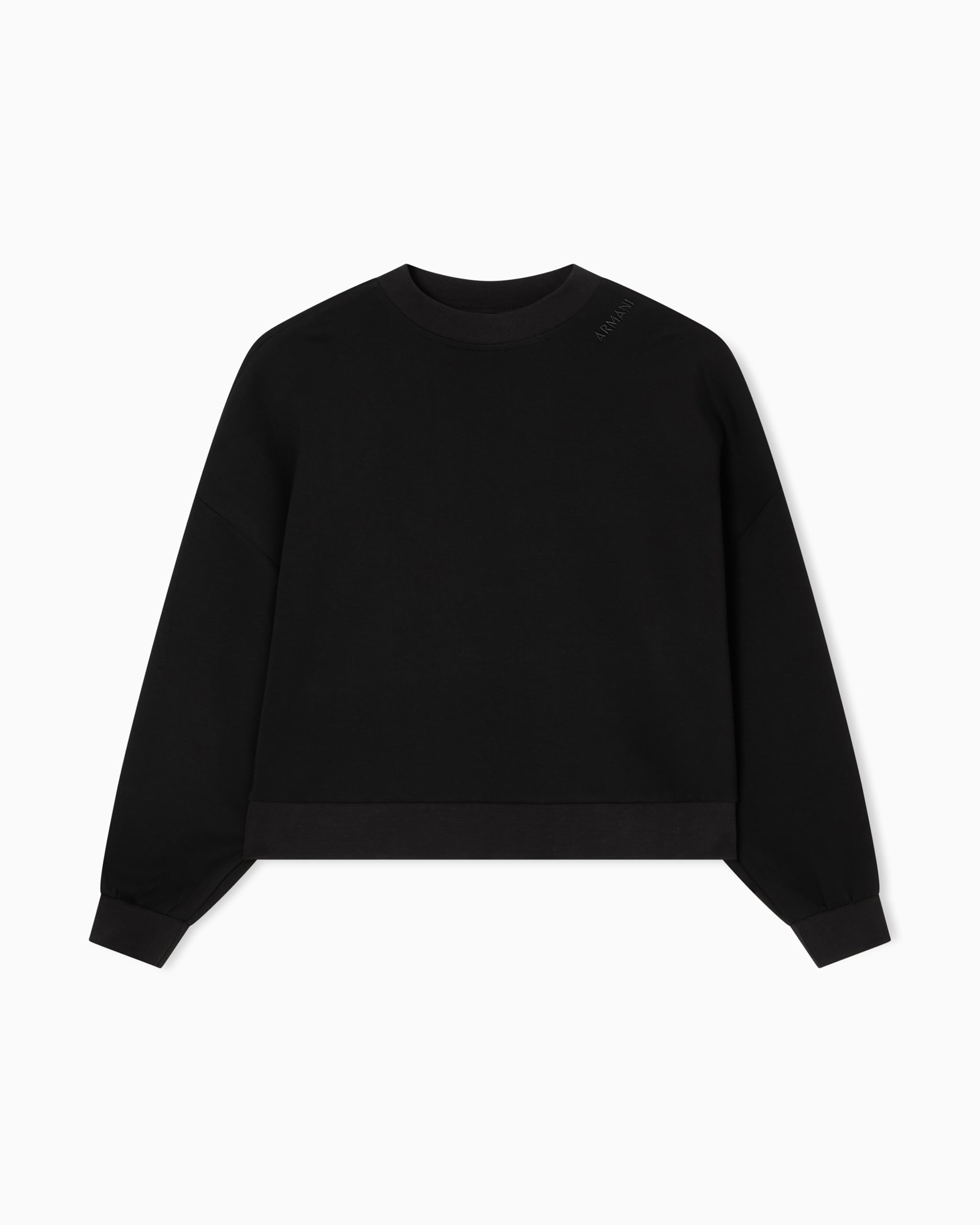 Armani Exchange Women's Cuffed Sleeve Logo Lettering Relaxed Fit Sweatshirt, Black, L, Black, L