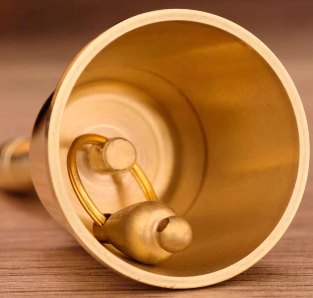 Hand-Service anrufen Glocken Tee Speise Glocken Messing Gold Weihnachten Retro Bar Restaurant Passing Gerichte Glocke Pet Training Glocke Home Furnishing(Gold,3 inches(7.3*17cm))
