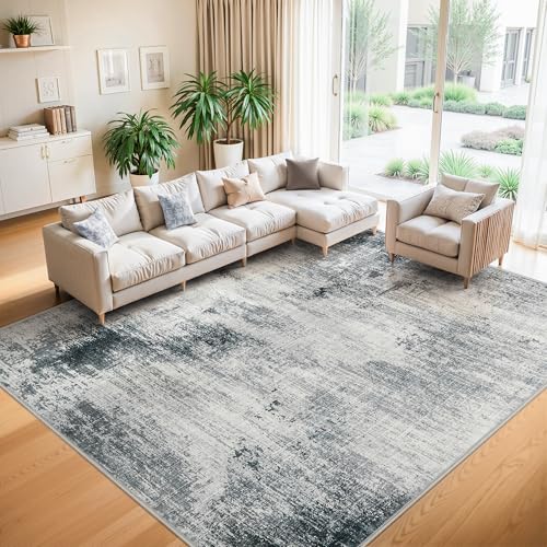 Tapete decorativo moderno 9'x12' gris oscuro miniatura 2