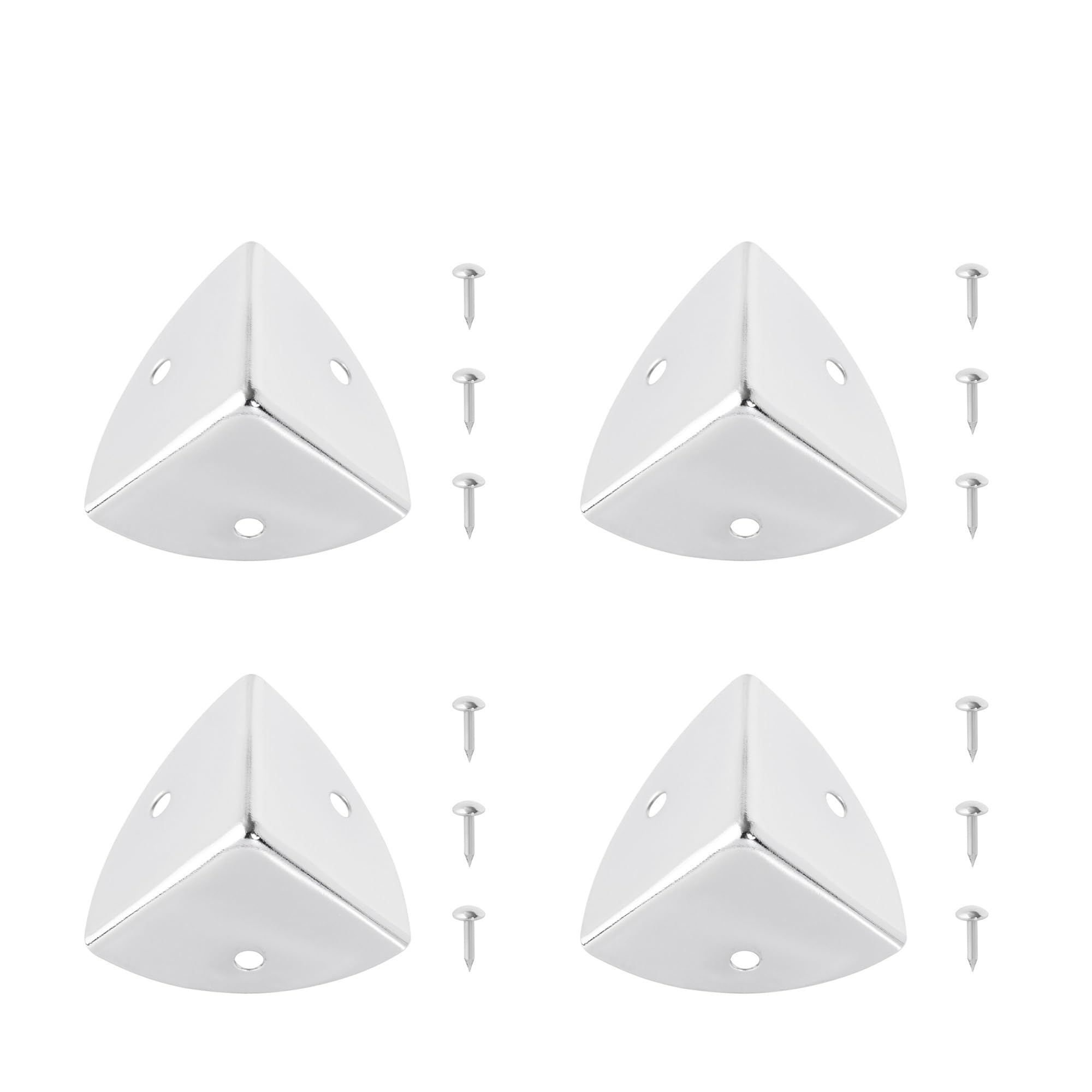 Metal Bag Corner Protector 4PCS Antique Iron Corner Protector Vintage Decorative Metal Protection Guard Furniture Table Desk and Box for Home Decorative(Silver)