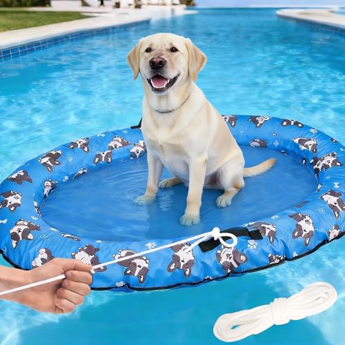 55''x35'' Inflatable Dogs Pool Float with Rope,Puppy Raft Floating Mat,Pet Float for Small Medium Large Dogs Up to 80lb