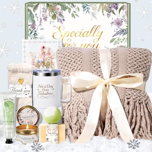 Get Well Soon Gifts for Women, Self Care Gift Baskets, Christmas Birthday Gifts for Women Spa Care Package, Thinking of You Sympathy Gift Box for Mom, Her, Friend, Sister, Wife (Khaki)