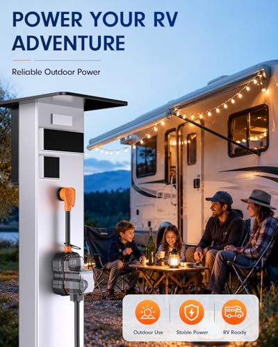 Image of GEARGO ๐ต๐ฌ๐พ-๐ฝ๐๐ RV Surge Protector 30 Amp, 15000J Circuit Analyzer with LED Display, IP68 Waterproof Cover, High-Energy Protection, Temperature Control, RV Adapter Plug for Camper, Travel Trailer