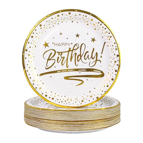 50 Pièces Assiette Jetable 18cm, Blanc Assiettes en Carton Vaisselle Jetable pour Barbecue Anniversaire Fête Douche de Bébé Mariages (Blanc, 18cm)