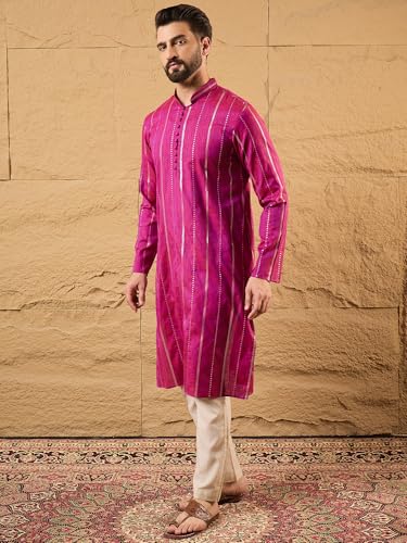 Image of Men's Embroidered Solid Calf Length Kurtas | Men | Kurtas for Mens | Straight Fit Kurta for Men's