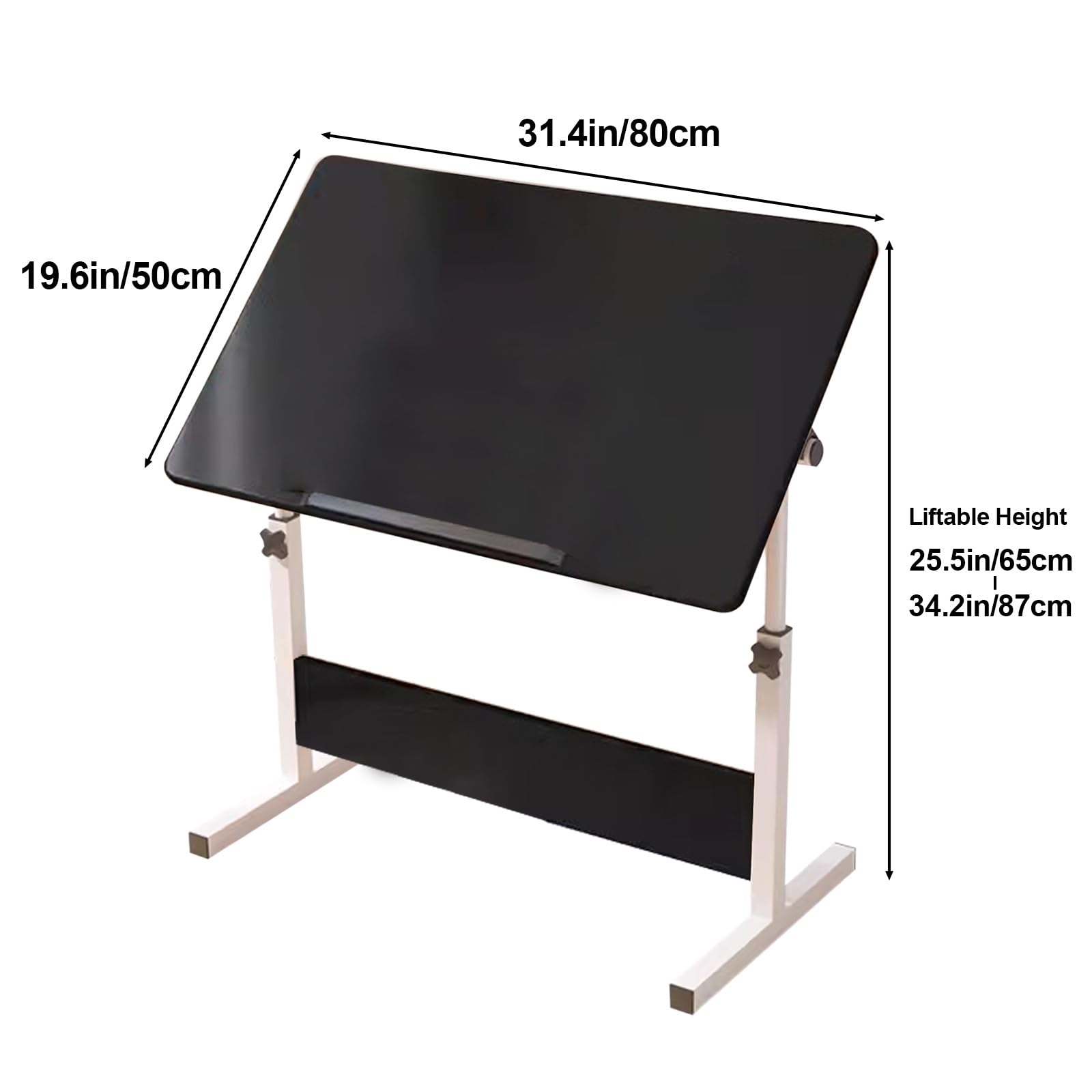 Zeichentisch für Künstler, höhenverstellbar, mit Tischstaffeleien, ideal für Zuhause und Büro, Computertisch, Kunstarbeitsplatz (schwarz, 50 x 80 cm)