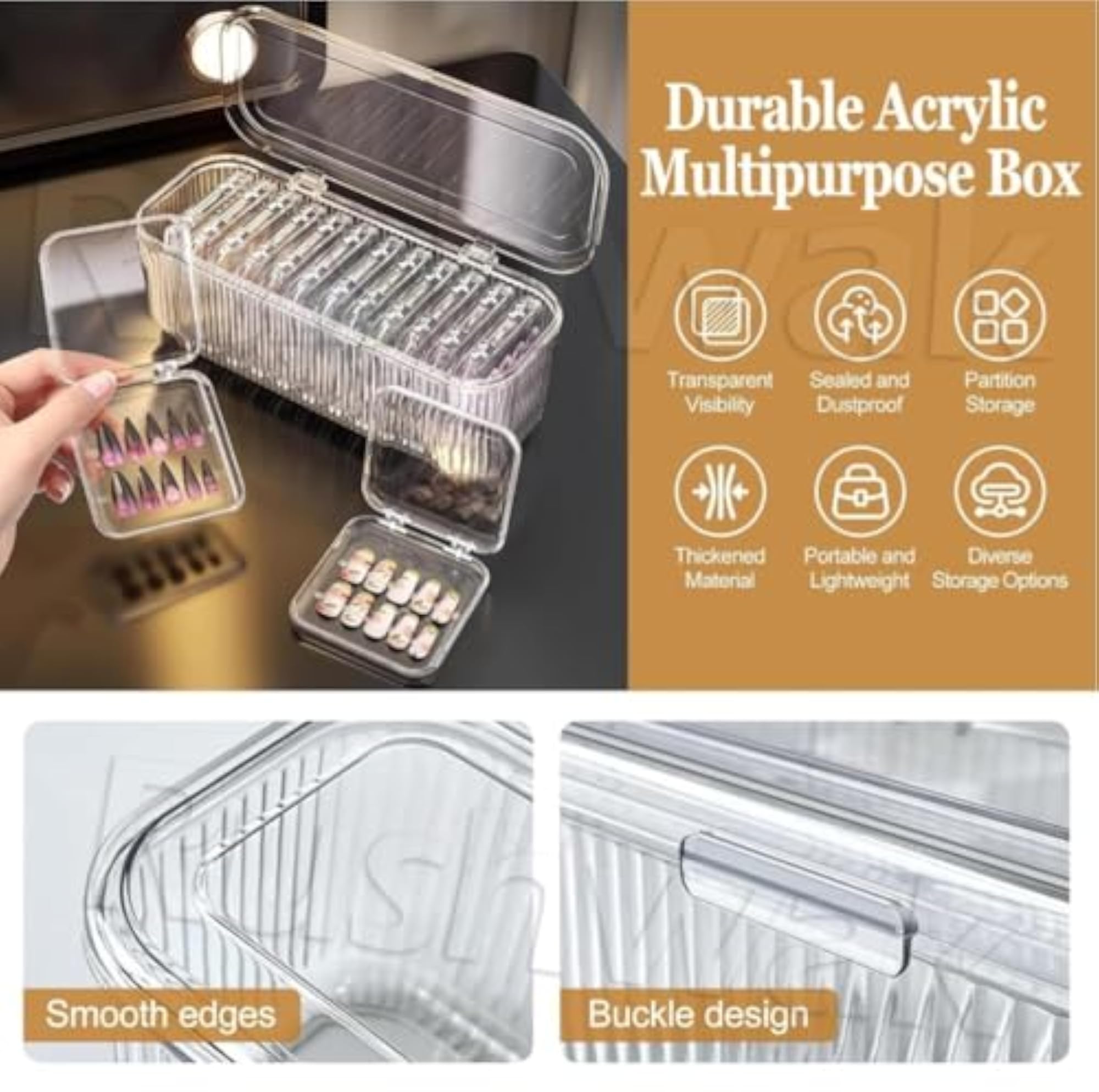 Luxury Clear Acrylic Jewelry Organizer Box, Elegant Storage