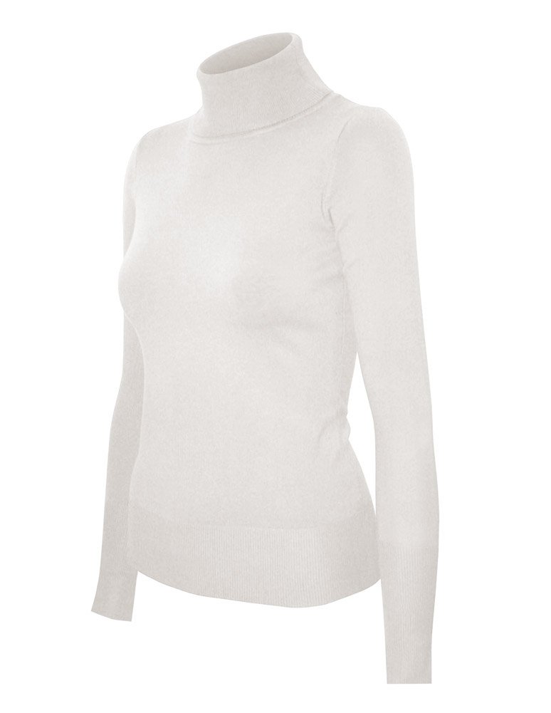 CieloWomens Solid Basic Stretch Turtleneck Pullover Knit Sweater
