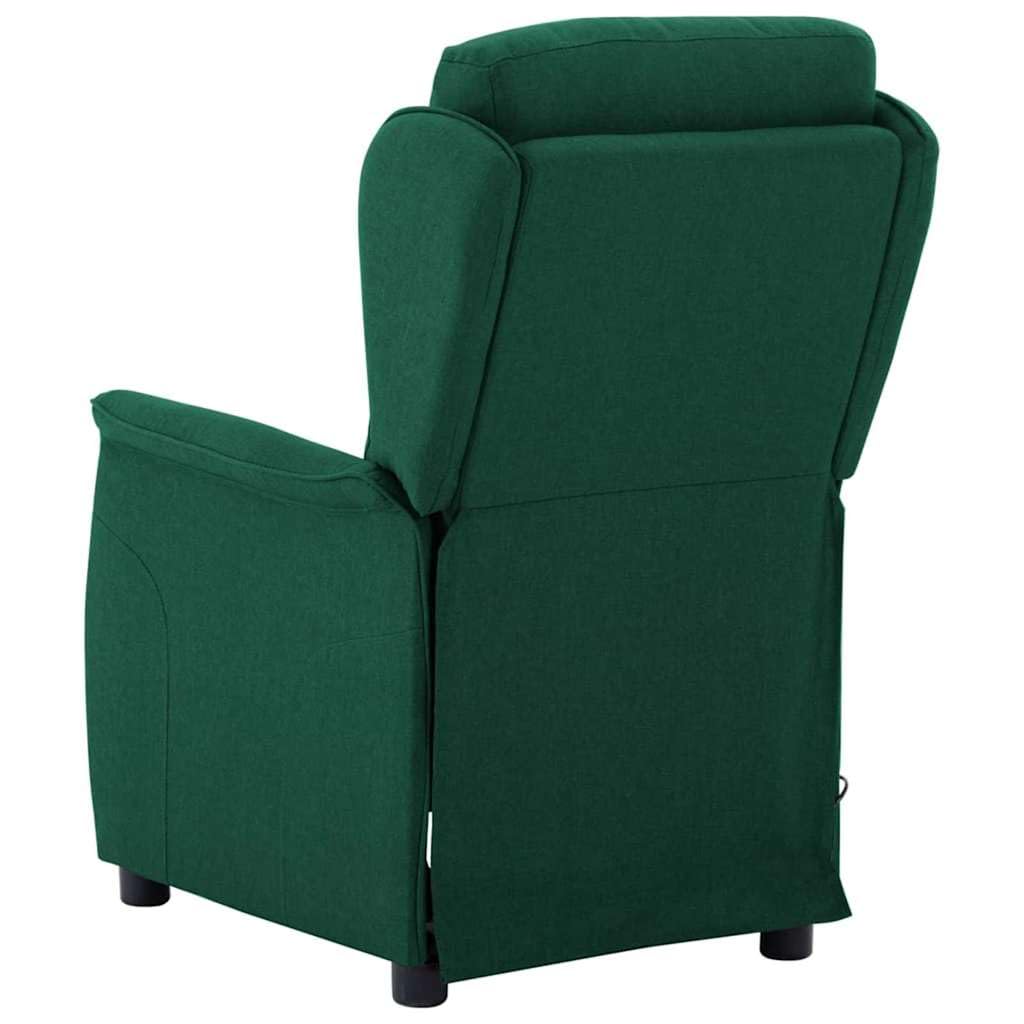 Fotel do masażu, ciemnozielony, 93,5 x 67,5 x 101,5 cm, materiał z funkcją ogrzewania, masaż wibracyjny i shiatsu, do salonu, sypialni, biura – fotel relaksacyjny dla redukcji stresu i