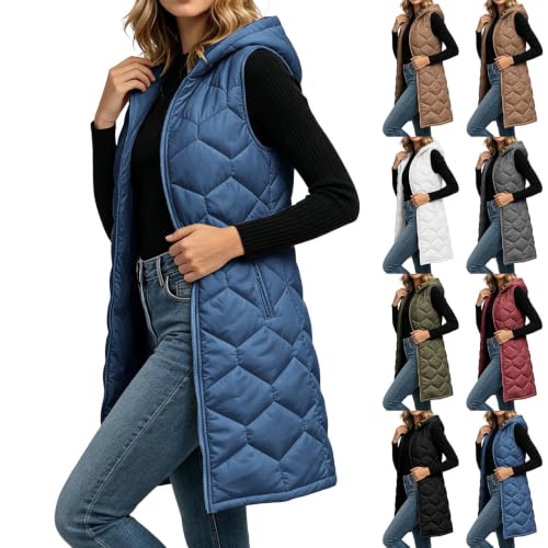 Lainyong Womens Long Vest with Pockets Winter Lightweight Quilted Jackets - image 1