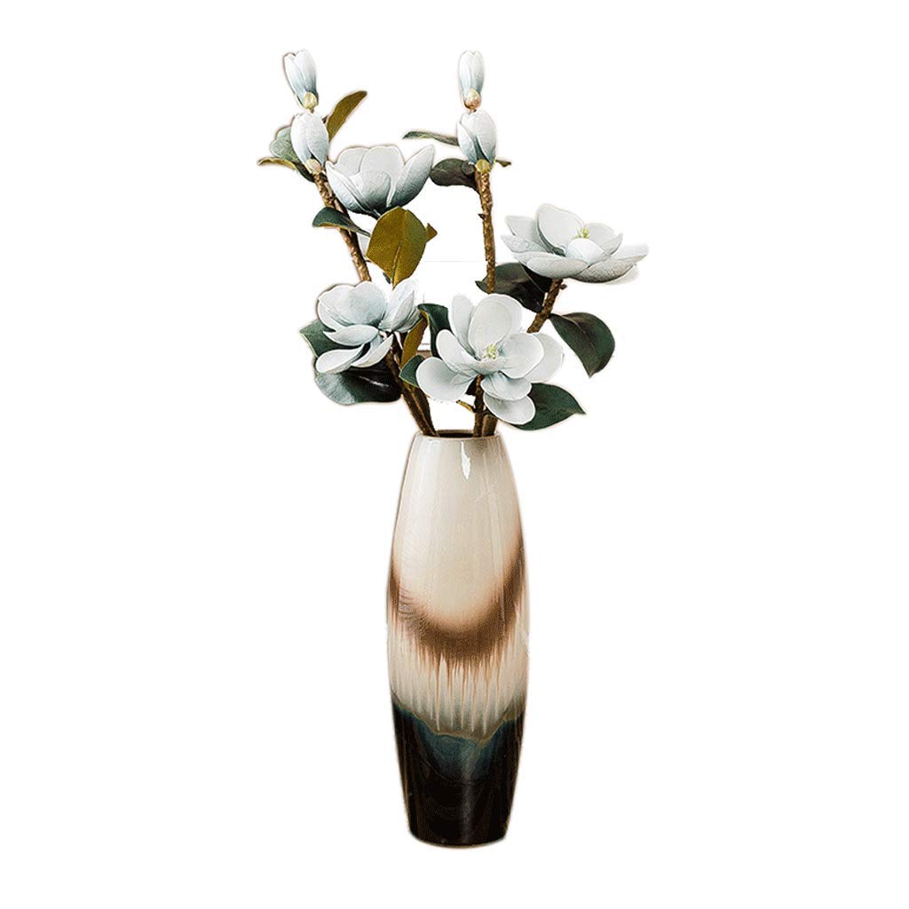 asdchZen Porcelain Floor Large Vase Dried Flowers Home Living Room Decoration Ornaments 60Cm*13Cm*13Cm