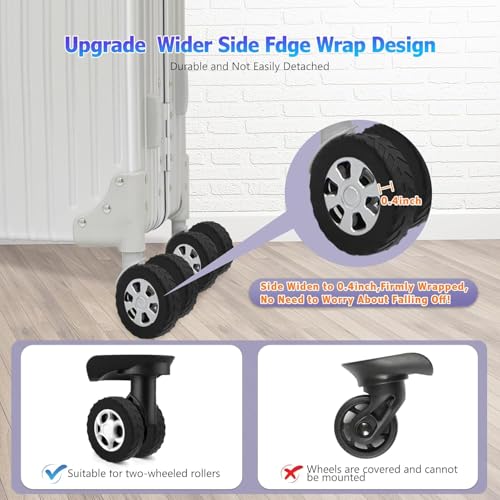 Image of Luggage Wheel Silicone Protector Cover, 16 Pieces, Black, Shock Absorption, for Trolley Bag Suitcase Spinner Wheel