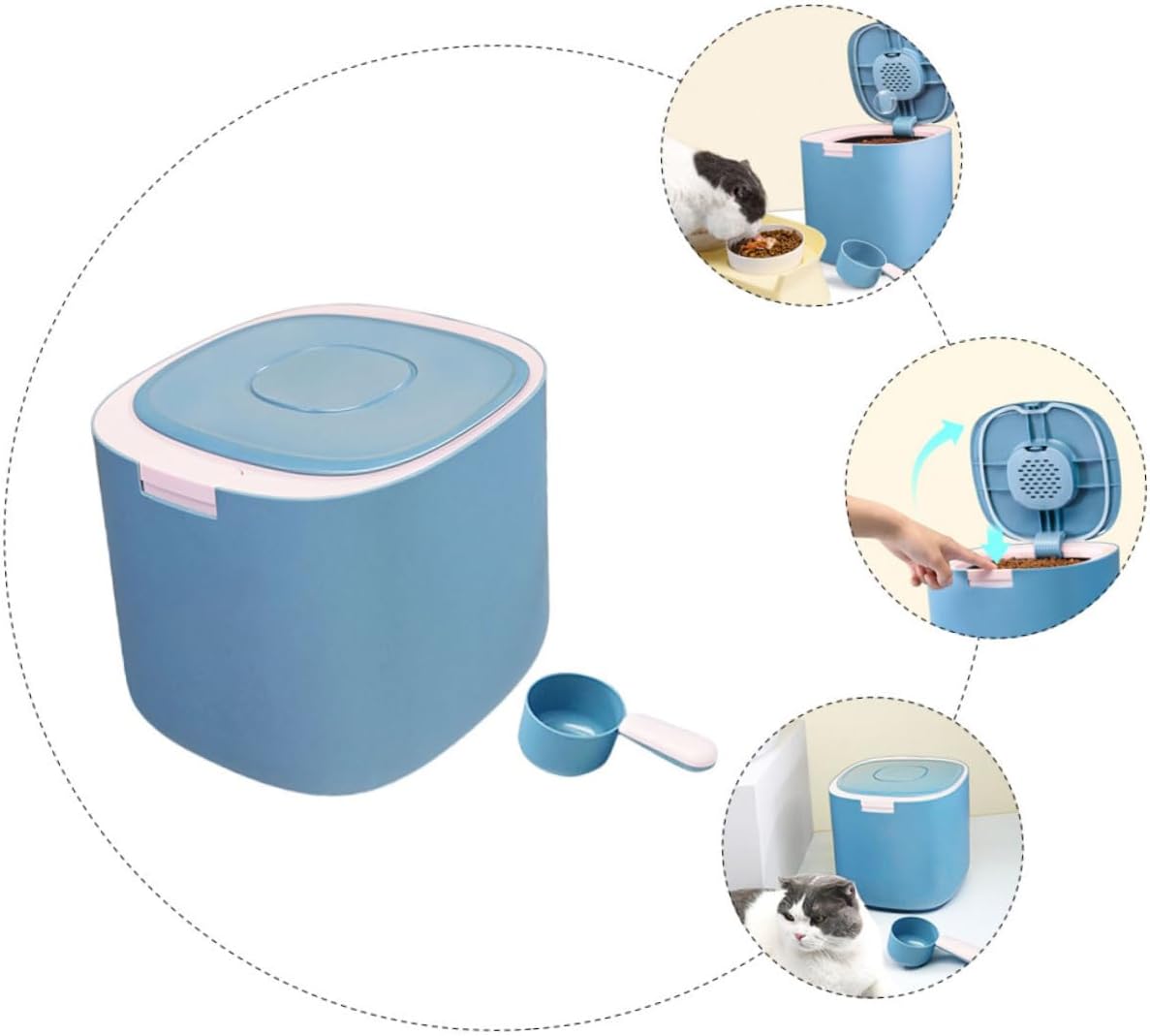 11l Airtight Pet Food Storage Container Moisture-proof Sealed Dog and Cat Food Bucket with Frosted Butterfly Lid for Kitchen Countertop Use