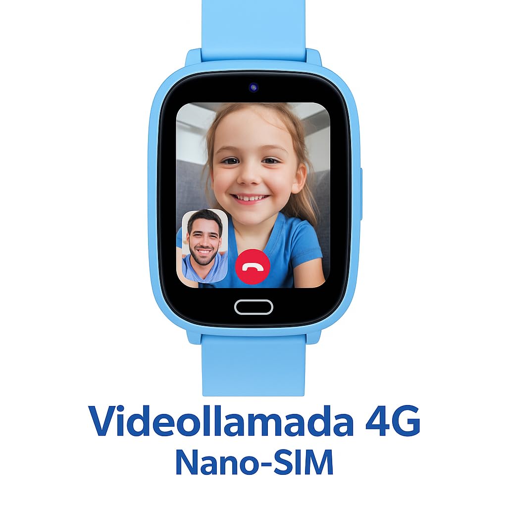 Genérico Reloj Niños con GPS y Llamadas -Smartwatch 4G, Compatible con iOS y Android, Pantalla 1.83", con SOS - Localizador GPS Niños - Reloj Infantil - Reloj Inteligente Niño Resistente Agua