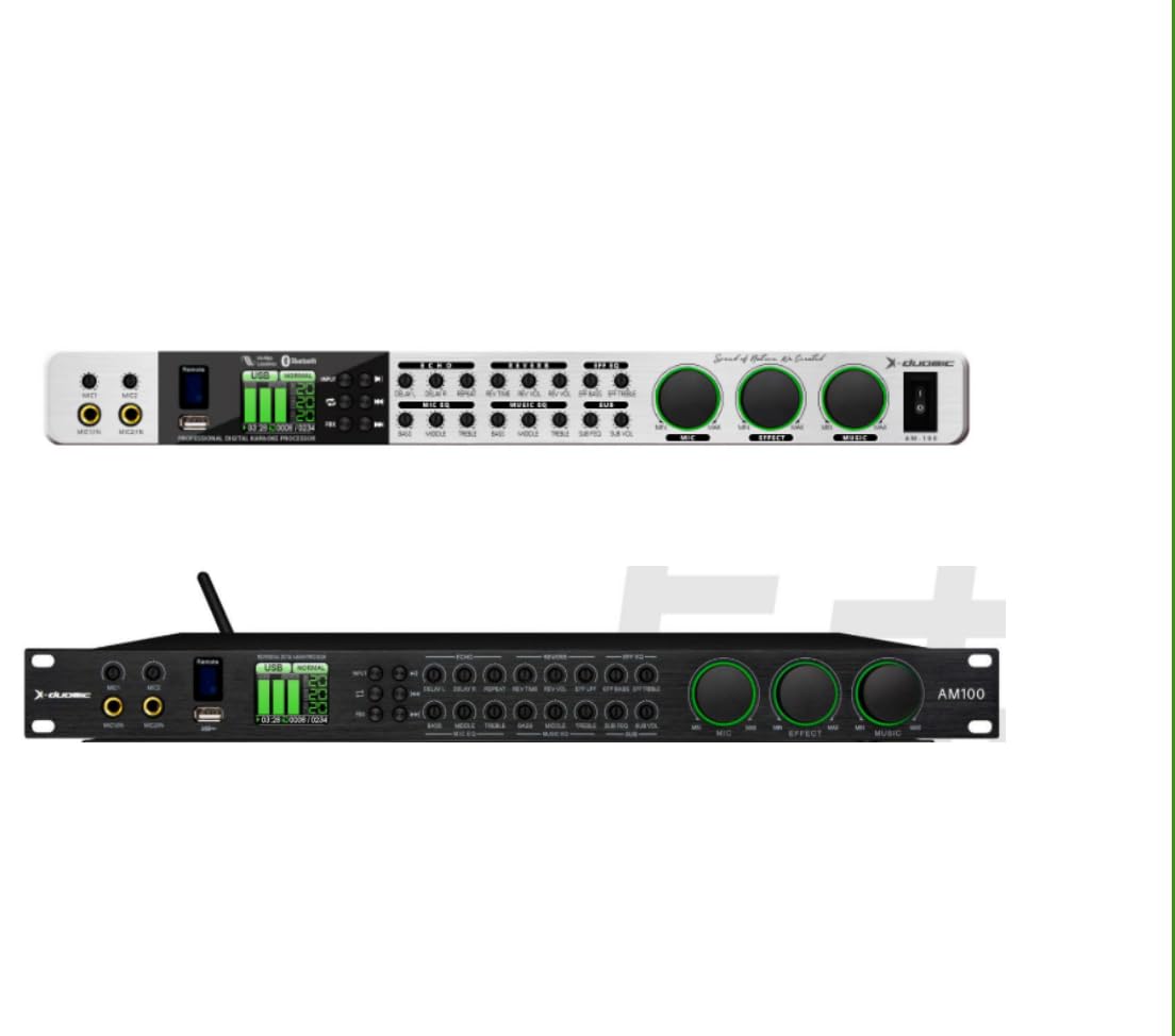 XTUGA AM100 Professional KTV Digital Vocal Effect Processor Anti-howling Audio Processor Echo Effector USB Bluetooth Optical for Household Reverberator Karaoke,Stage,Performance,Wedding