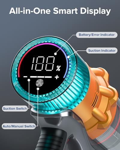 Image of REBANIC S8 Cordless Vacuum Cleaner, 600W 48Kpa 65mins Stick Vacuum Rechargeable, Wireless Lightweight Handheld Vacuum Cleaners for Home Pet Hair Carpet Hardwood Floor Car