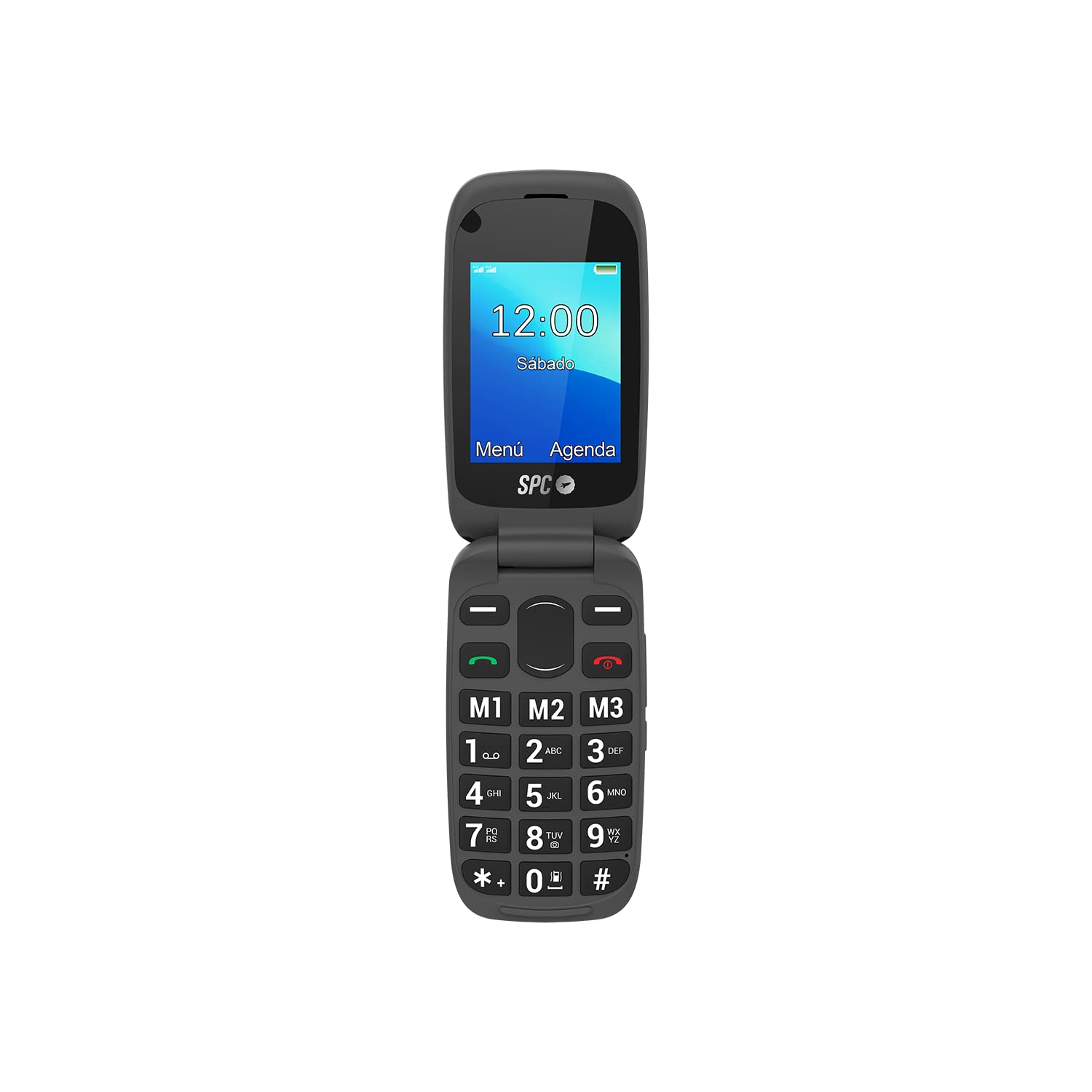 SPC Harmony 4G - Telefono cellulare flip anziani con tasti grandi, compatibile con apparecchi acustici, configurazione remota, pulsante SOS, volume della suoneria alto, base di ricarica, nero
