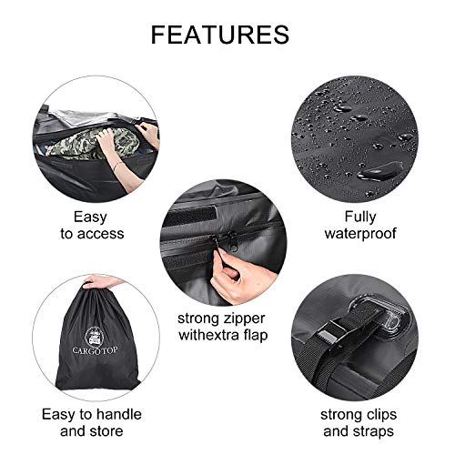 CARTOP Cargo Bag, Waterproof Cargo Bag Easy to Install Soft Rooftop Luggage Carriers Works with or Without Roof Rack (15 Cubic feet) (Black) - Thumbnail 4