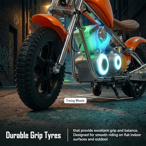 Image of Baybee ChopperX Baby Battery Operated Bike for Kids with Adjustable Seats I Rechargeable Ride on Toy with LED Lights, USB & Music I Big Baby Bike | Electric Bike for Kids to Drive 2+ Years (Orange)