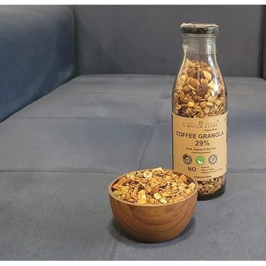 A Dough Story Coffee Granola | Filter Coffee & Almond Oats Crunch with Jaggery & Seeds | Healthy High-Fibre Breakfast & Snack | No Refined Sugar | 100g