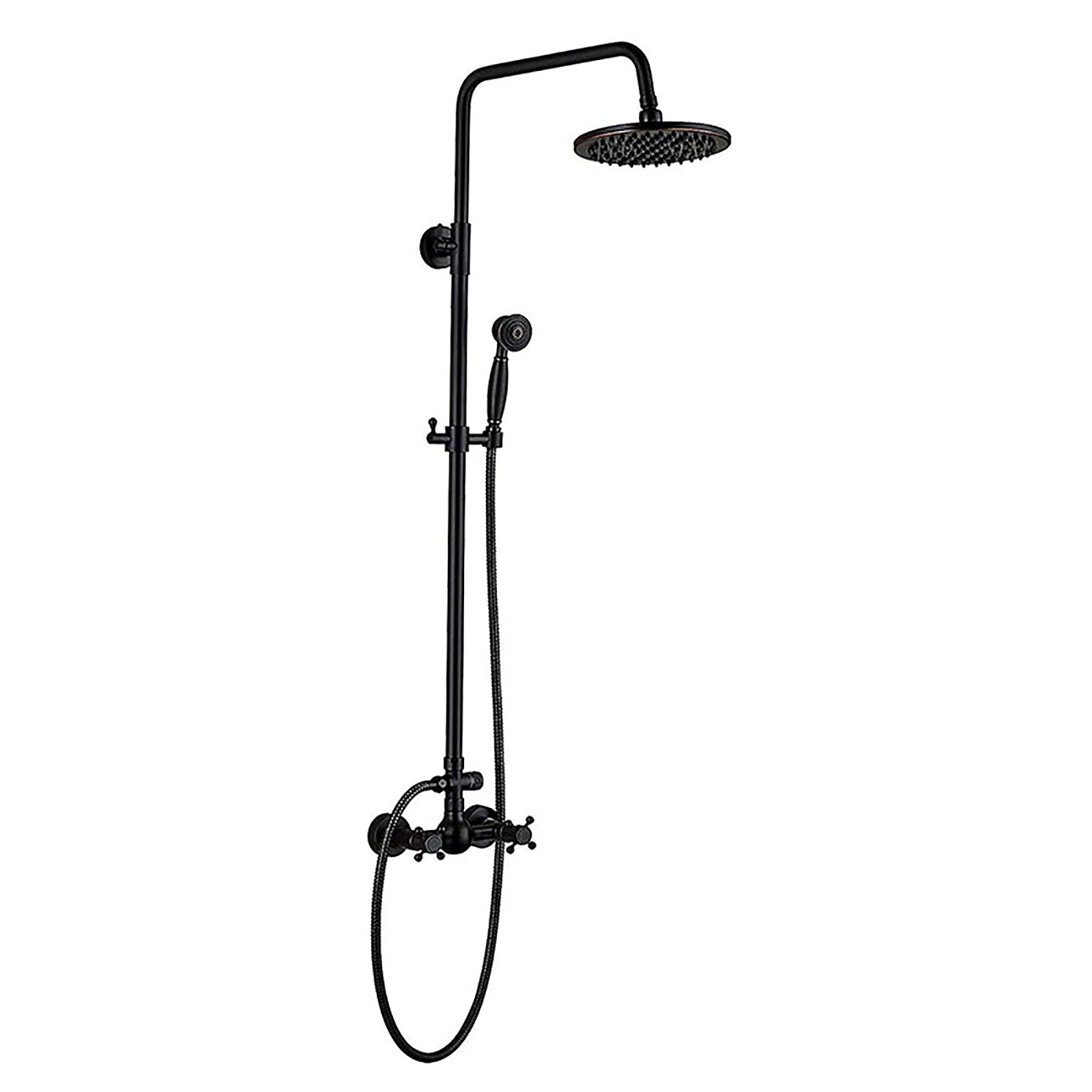 Système de douche en bronze antique avec colonne rétro chic pour salle de bain élégante