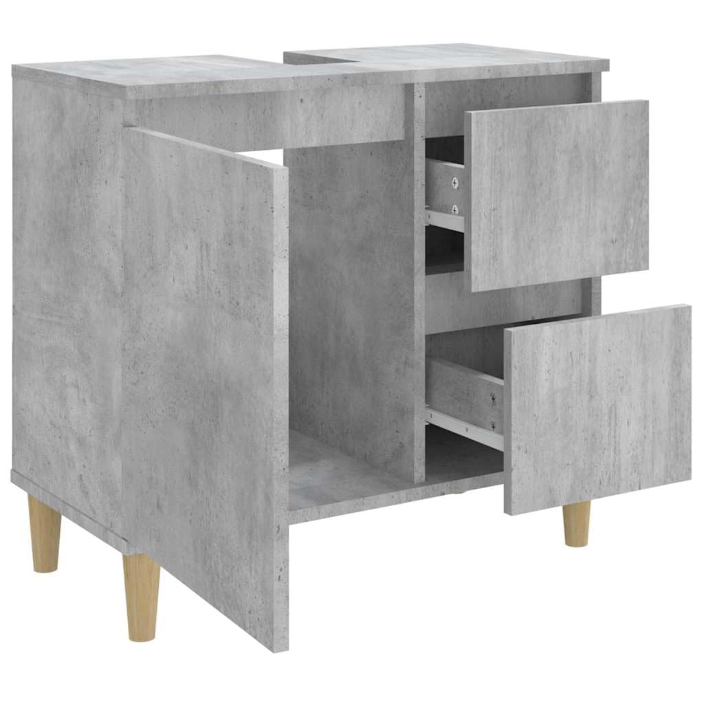 Armadietto da bagno grigio cemento, 65 x 33 x 60 cm, in legno di