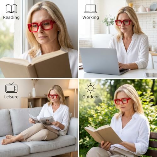 Image of Eyekepper Reading Glasses, Readers for Women, 2.25 Red Stylish