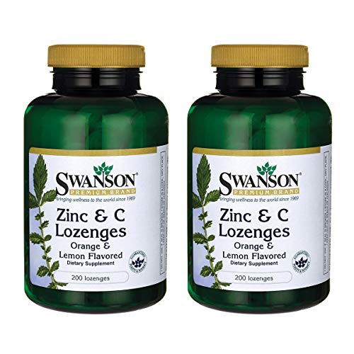 Swanson Zinc & Vitamin C Lozenges 25/100 Milligrams 200 Lozenges (2 Pack)