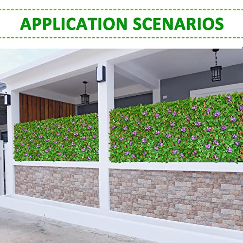 86 York Expandable Fence Privacy Screen Faux Ivy Decorative for Outdoor Garden Wall Patio Balcony, Artificial Hedge Lattice Fencing(Single Sided Leaves) (1, Hydrangea-Purple)