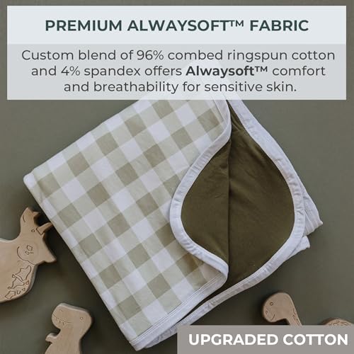 Image of Pobibaby Boy Blankets, Toddler Blanket, 50x50, Soft Cotton (Gingham Khaki)