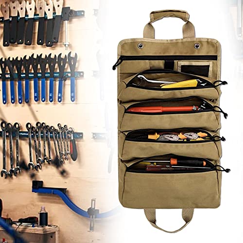 Fenteer Bolsa organizadora de armazenamento de rolo de ferramentas com 5 bolsos com zíper para eletr