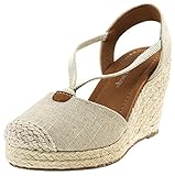 CITYCLASSIFIED Gigi Women's Cap Toe Espadrille Wedge Sandal,Sand,9