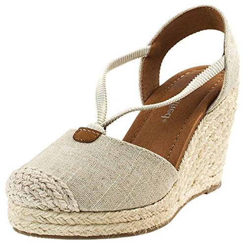 CITYCLASSIFIED Gigi Women's Cap Toe Espadrille Wedge Sandal,Sand,9