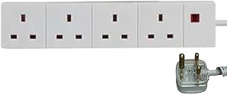 ShaniTech 4 Gang Travel Adaptor Extension Lead Power Light 1.0m for South Africa, Swaziland, Nepal, Namibia, Mozambique, Lesotho, Botswana