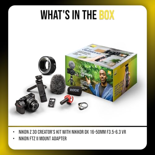 Nikon Z 30 Creators Kit with NIKKOR DX 16-50mm F3.5-6.3 VR Bundle with Nikon FTZ II Mount Adapter (2 Items)
