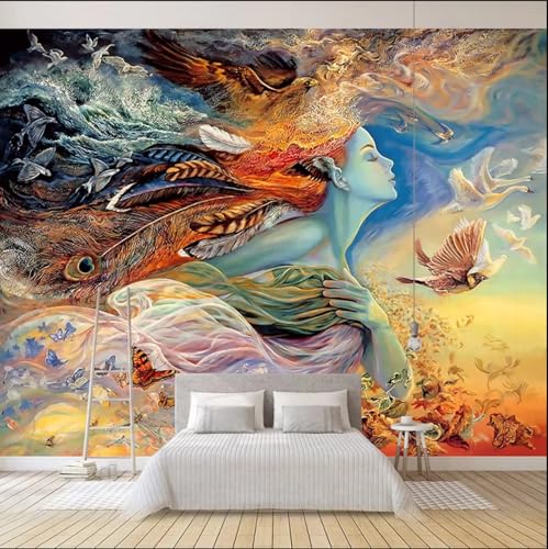 カスタム3D壁紙壁画抽象的な手描きの油絵の美しさの写真壁壁画リビングルームソファ寝室テレビの背景壁壁画壁紙ホームデコレーション-350X245Cm