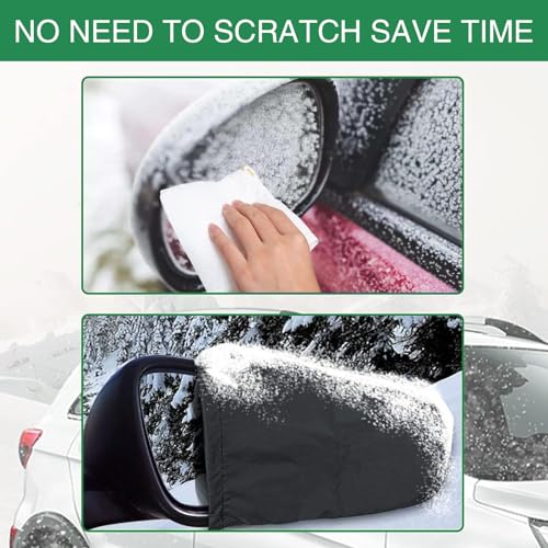 Image of 2 PCS Car Snow Cover, Oxford Rearview Cover, 12.99 inch x 10.62 inch Side View Mirror Cover, Elastic Cord Waterproof Cover, Automotive Protective Guard, Universal for Most Cars, Trucks (Black)