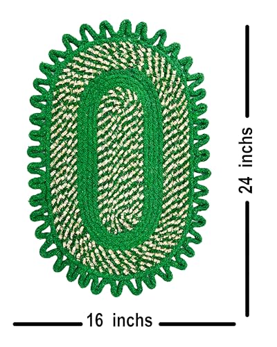 Image of Cotton Doormat for Home |Handmade Cotton Doormat | Quick Dry, Washable Door Mat for Home, Bathroom & Bedroom (40x60 cm, Green-Red-Blue)