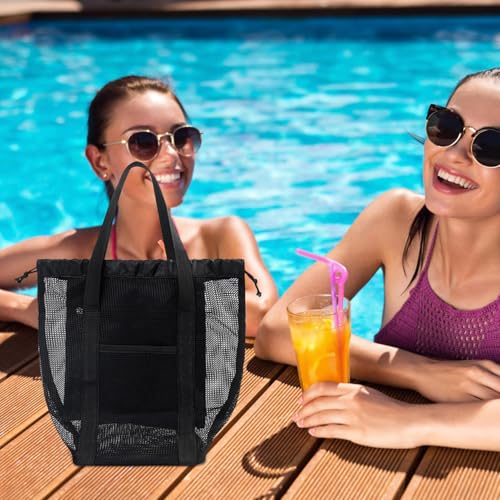 Mesh Beach Bag, Beach Grocery Storage Tote for Women, Spacious Lightweight Gym Travel Accessories for Clothes Towels Toys2