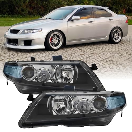 USR 04-05 TSX Headlights – Euro R CL7 JDM Style Projector Head Lamps Blue/Clear Lens - Pair (Left + Right) Compatible with 2004-2005 Acura TSX with D2S Xenon HID (Check Fitment/Plug and Play Ready)