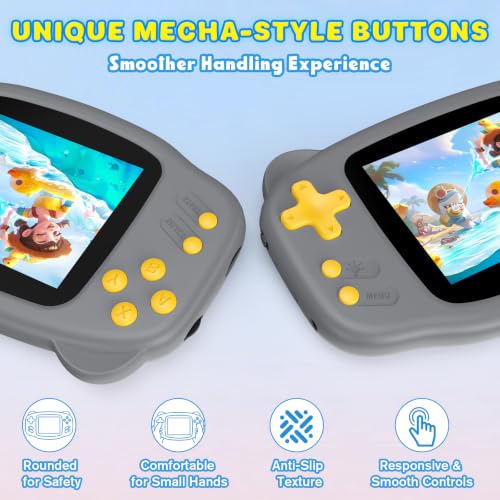 Image of Portable 16 Bit Handheld Game Console for Kids, Retro Gaming Console with 300 Classic Video Games, Handheld Plug & Play Player with 3.2'' IPS Screen, Rechargeable Travel Gift for Boys & Girls (Grey)