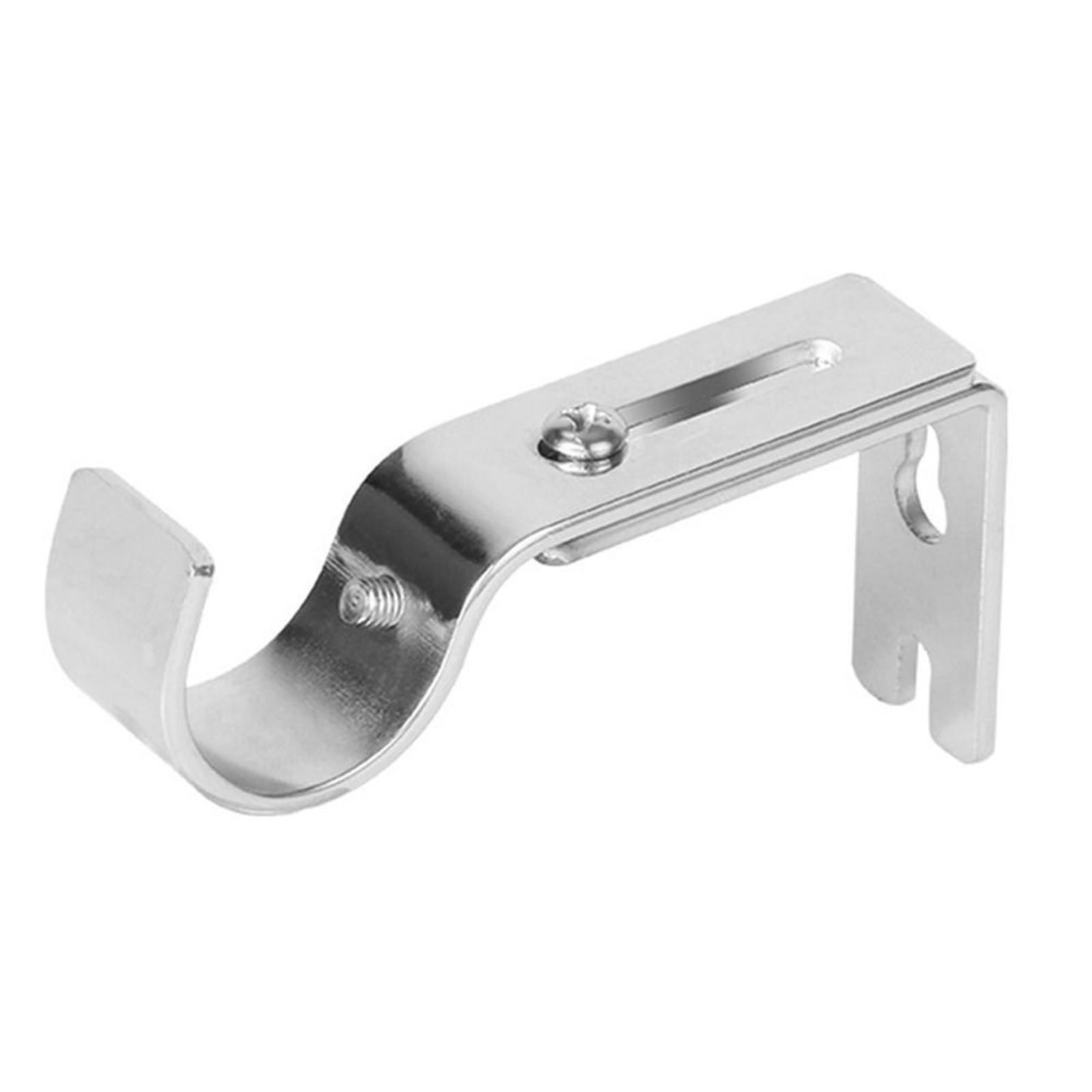 Gbrcen Curtain Rod Brackets 4PCS Adjustable Curtain Rod Brackets Metal Hanger for 1 Inch Rod Curtain Rod Holder Hardware Home Drapery Rod Holders for Wall(Silver)