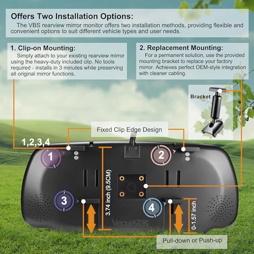Image of Backup camere System for Truck, VECLESUS VBS 1080P 7-Inch Mirror Monitor Backup Camera System, HD IR Night Vision, Waterproof Rearview Camera,2 Video 2 Audio Inputs, for Trucks,RVs,Vans,SUVs and Cars