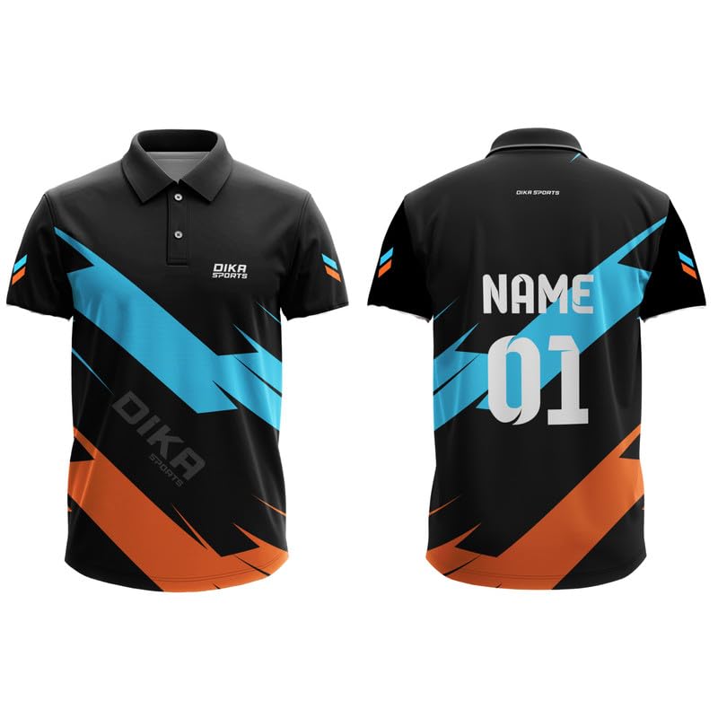 Image of Dika Sports Cricket Custom Player Name and Number Jersey Cricket Tshirt for Men | 2 Year to 5XL